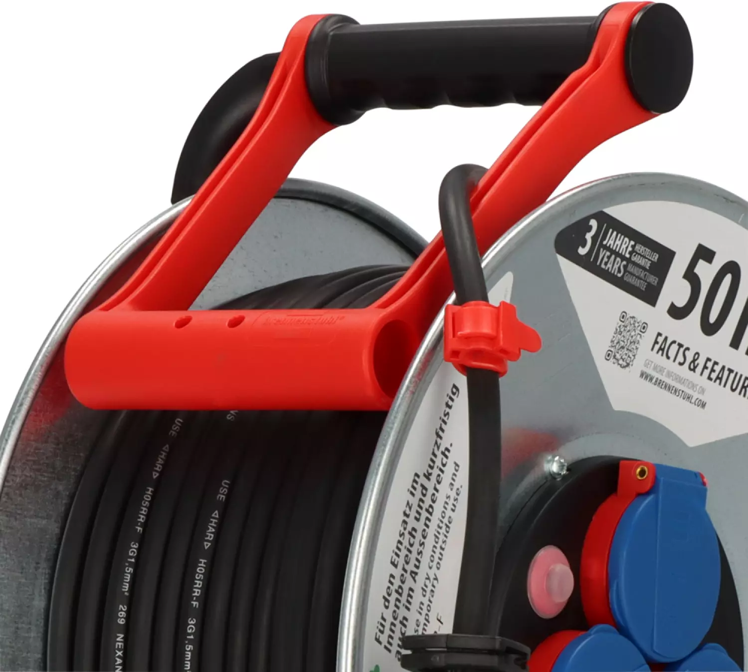 Brennenstuhl 1198530 Garant S IP44 Kabelhaspel - H05RR-F 3G1,5 - 50m thumbnail 4