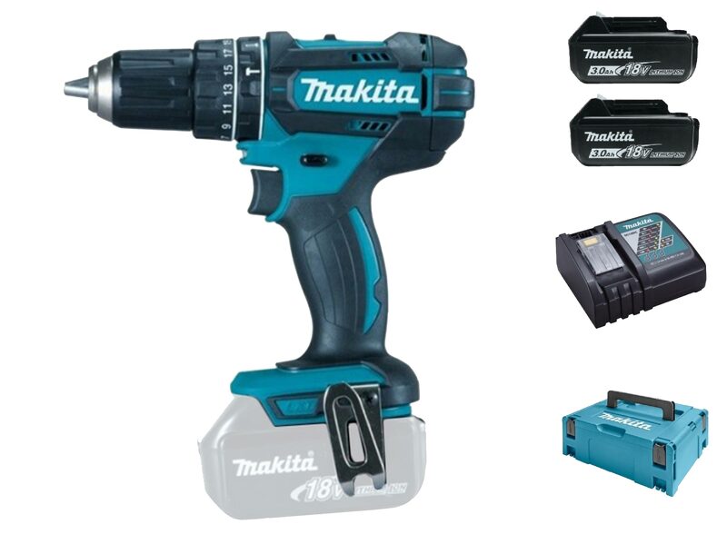 Makita DHP482RFJ 18V Li-Ion Accu Klopboor-/schroefmachine Set (2x 3.0Ah Accu) In Mbox