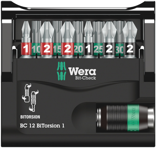Wera 5057420001 12-delige Bit-Check BiTorsion Bitset In Cassette - Detailed view of the product