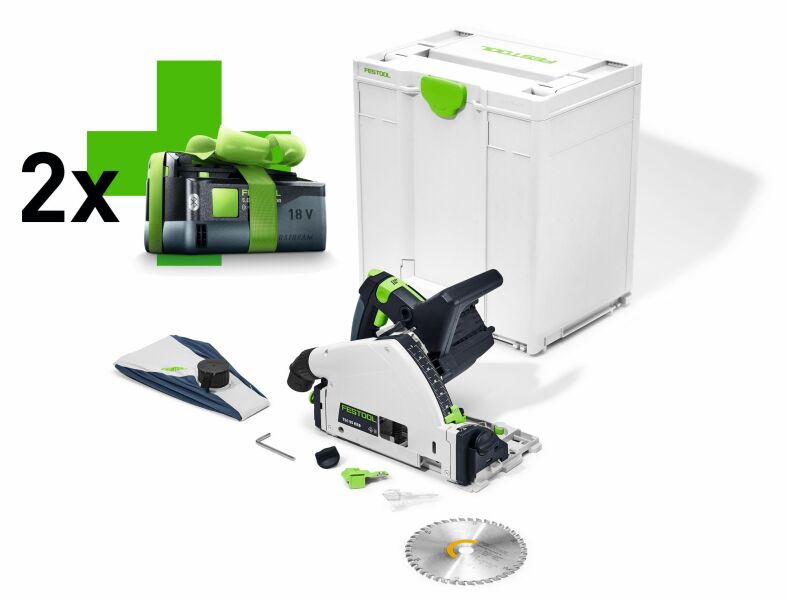 Festool TSC 55 KEB-Basic 18V Li-Ion Accu Invalcirkelzaag In Systainer - Met 2x 5,0Ah Accu EAN: 4014549391280