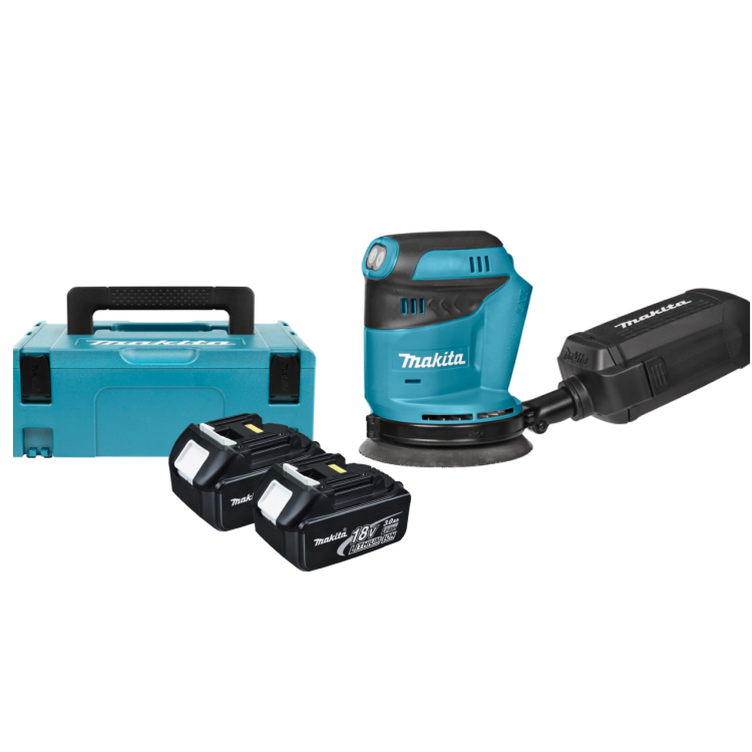 Makita BBO180RFX 18V Li-Ion Accu Excenter Schuurmachine Set (2x 3.0Ah Accu) In Mbox - 125mm