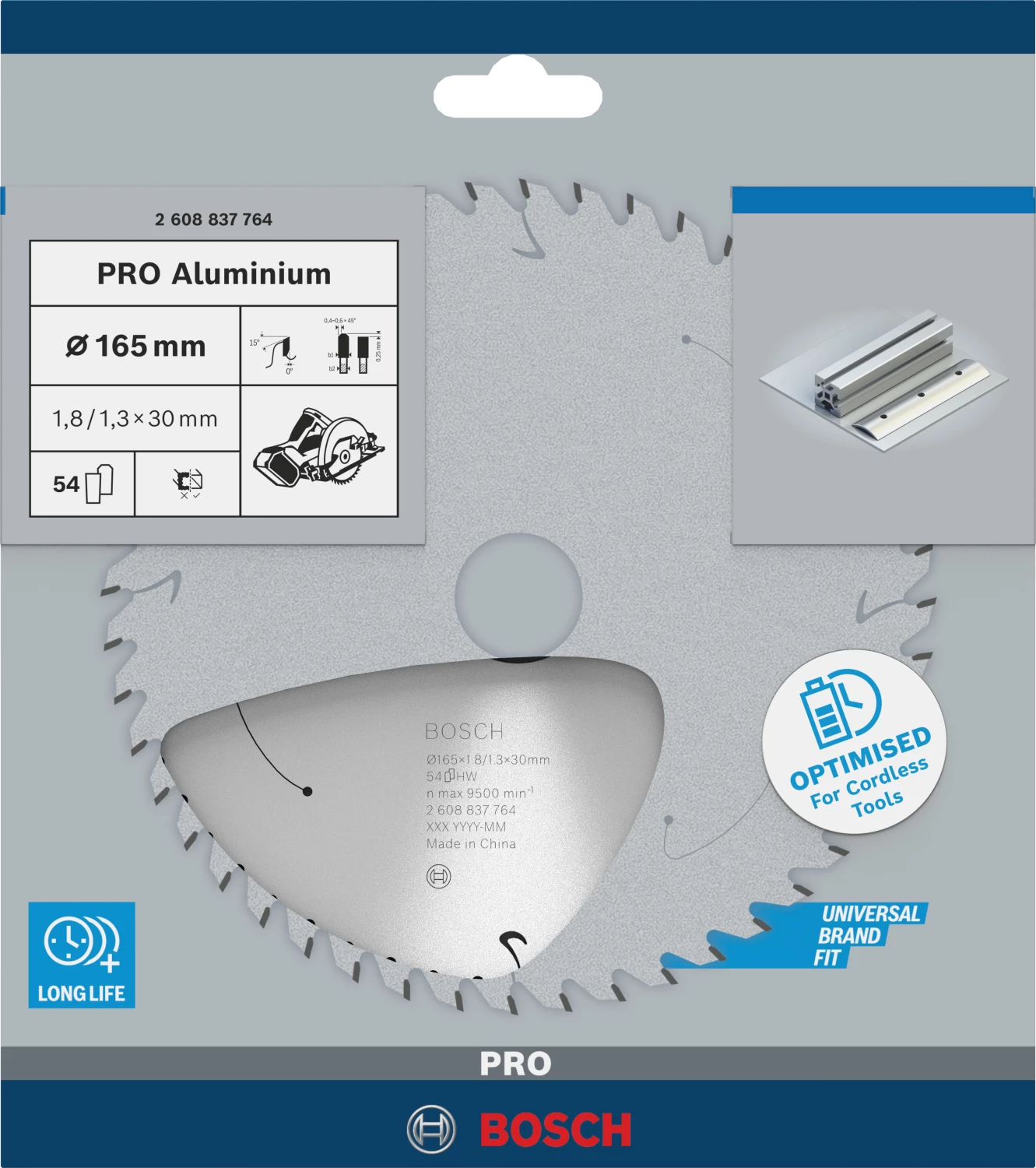 Bosch 2608837764 PRO Cirkelzaagblad - 165 X 30 X 54T - Aluminium thumbnail 2