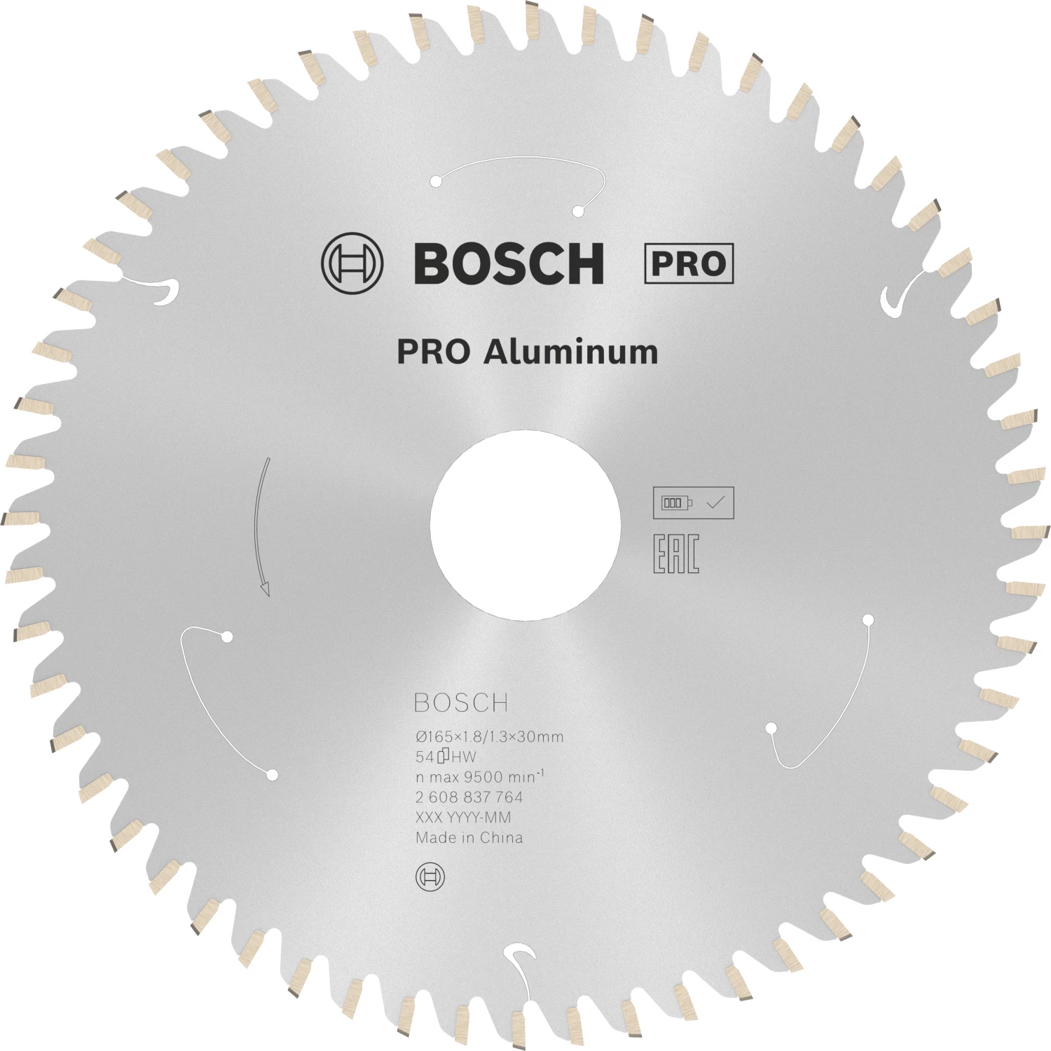 Bosch 2608837764 PRO Cirkelzaagblad - 165 X 30 X 54T - Aluminium