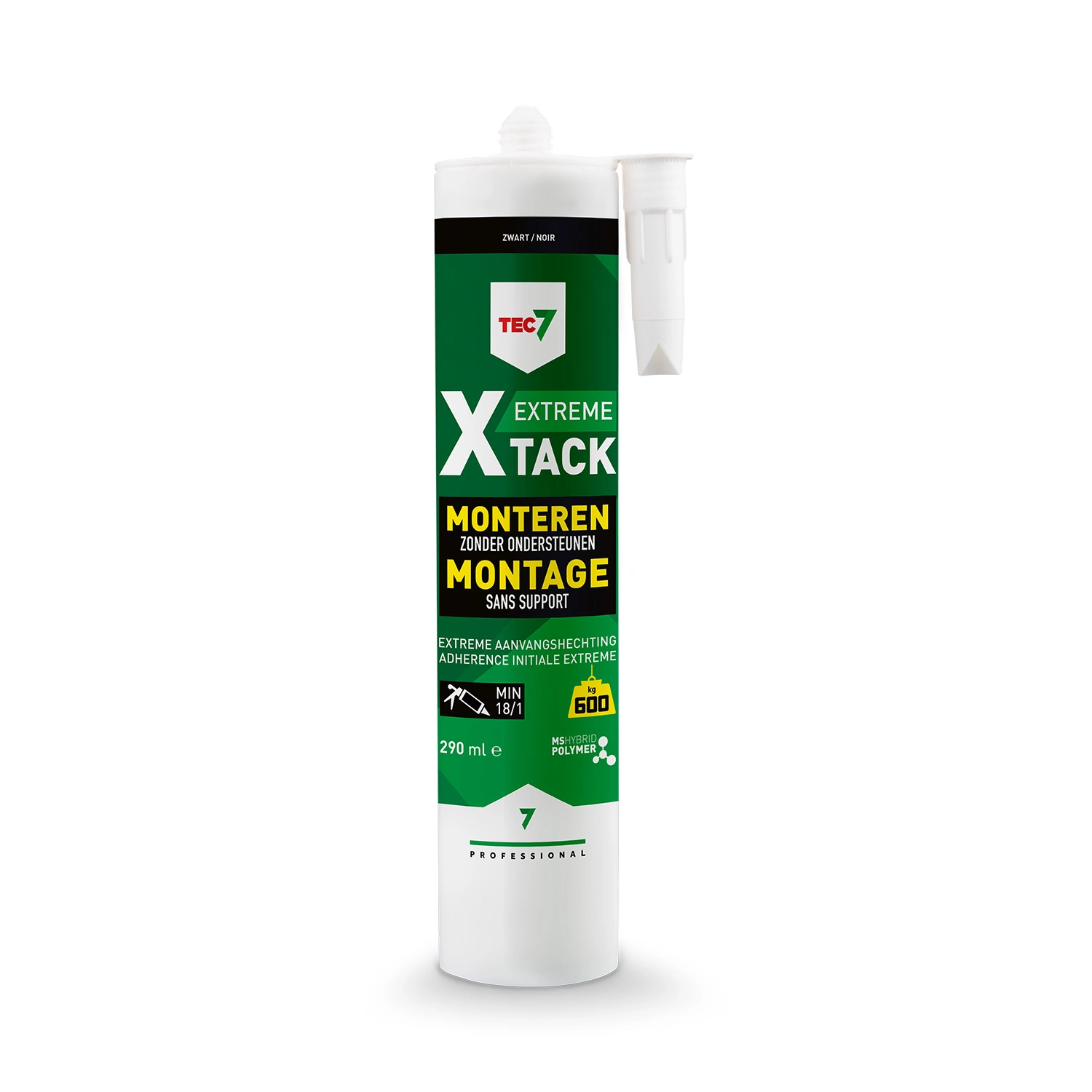 TEC7 X-Tack Montagekit - Zwart - Koker - 290ml (12st) thumbnail 2