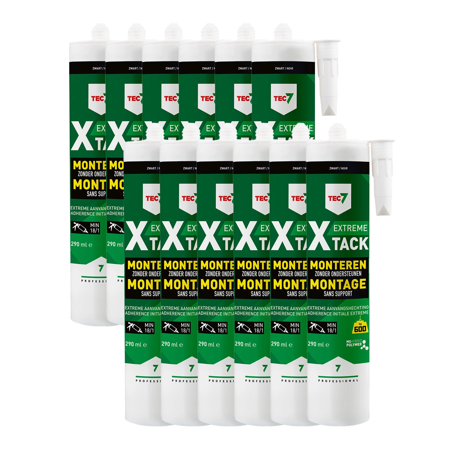 TEC7 X-Tack Montagekit - Zwart - Koker - 290ml (12st)