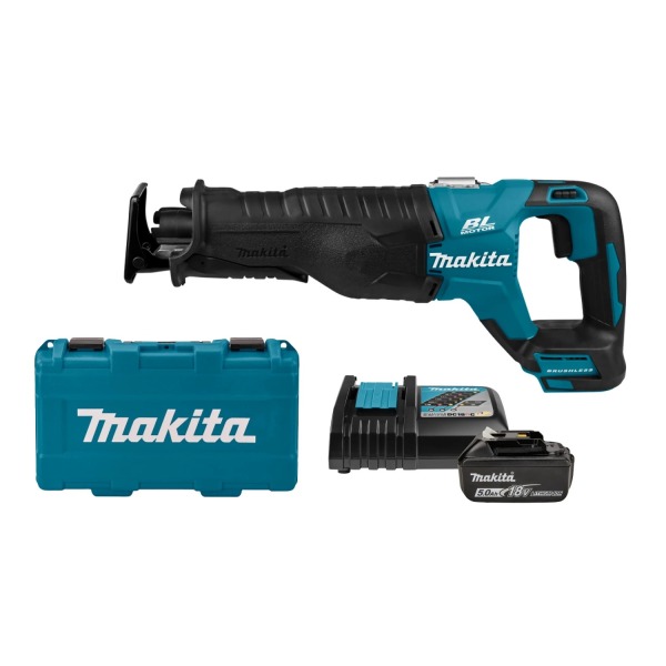 Makita DJR187RT 18V Li-Ion Accu Reciprozaag Set (1x 5.0Ah Accu) - Snelwissel - Variabel - Koolborstelloos EAN: 88381806176