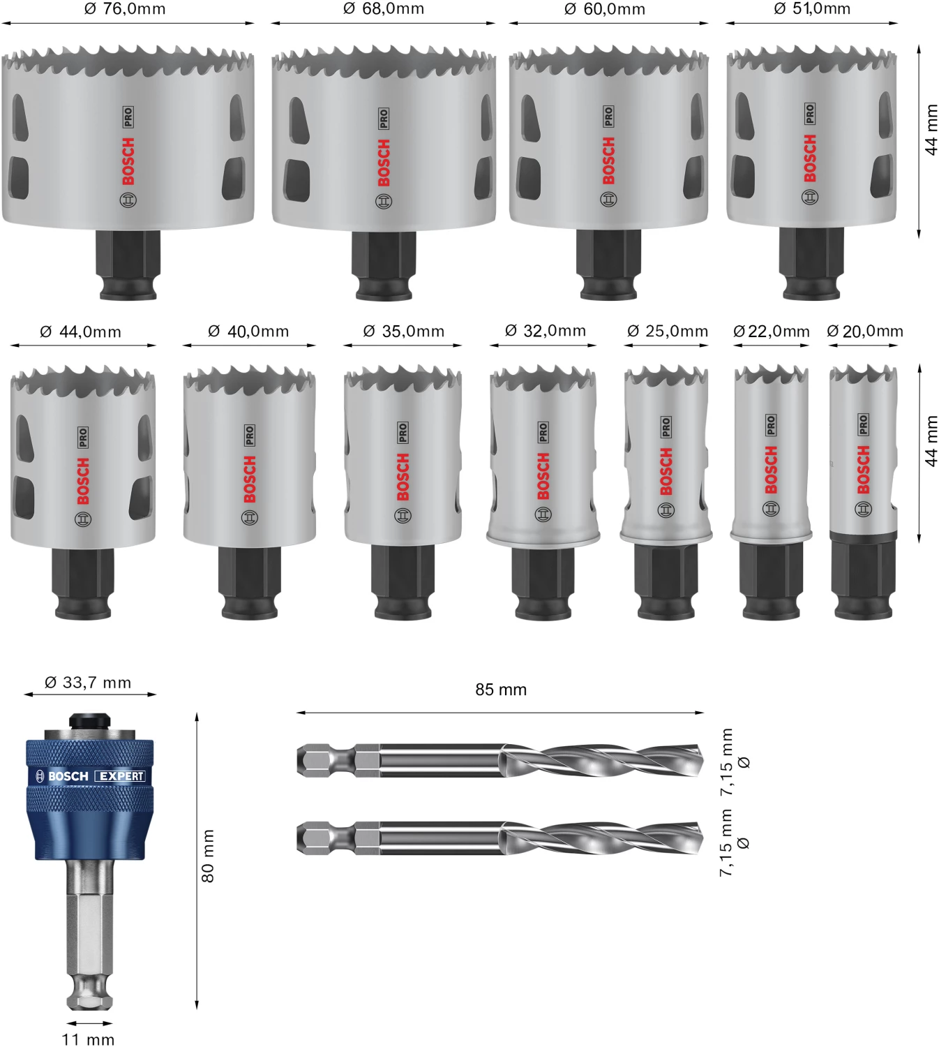 Bosch 2608594426 PRO Multi Material 14-delige Gatzaagset Met Power Change Plus thumbnail 3