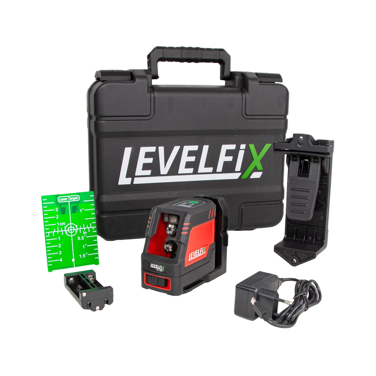 Levelfix CL130G Kruislijnlaser In Koffer - 2 Lijnen - Groen - 30m - IP54 afbeelding