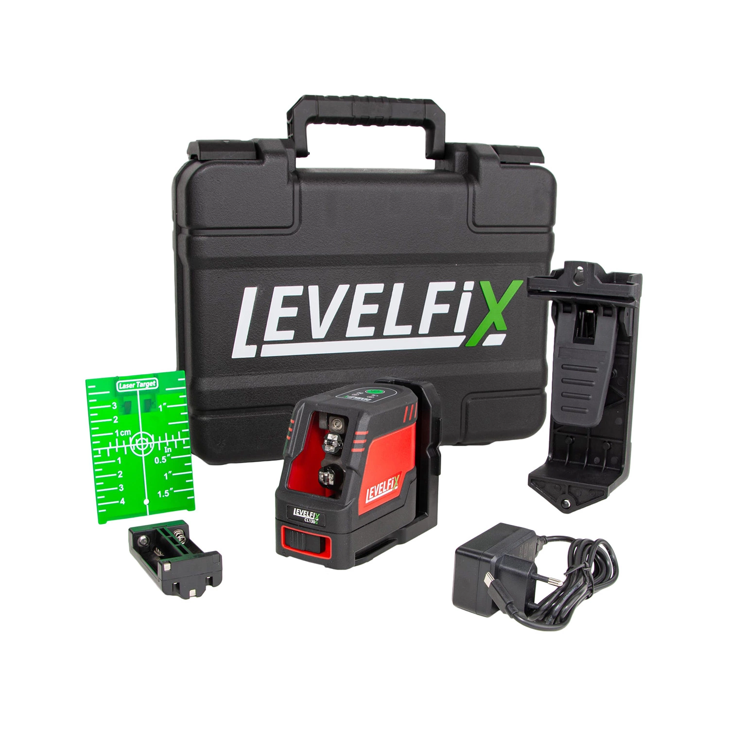 Levelfix CL130G Kruislijnlaser In Koffer - 2 Lijnen - Groen - 30m - IP54