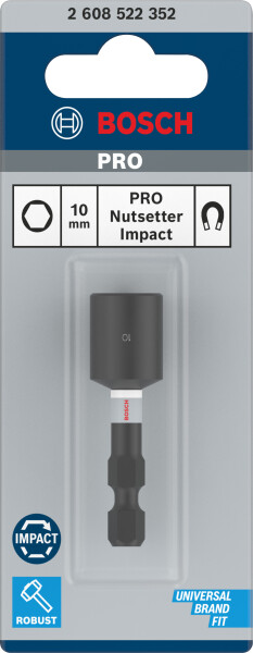 Bosch 2608522352 Impact Control Dopsleutel - Zeskant - 10mm - 1/4''(L=50mm) - Detailed view of the product
