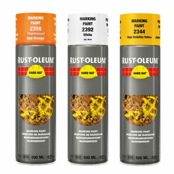 Rust-Oleum 2344 Hard Hat Markeerverf Spuitbus - Geel - 0,5L - Detailed view of the product