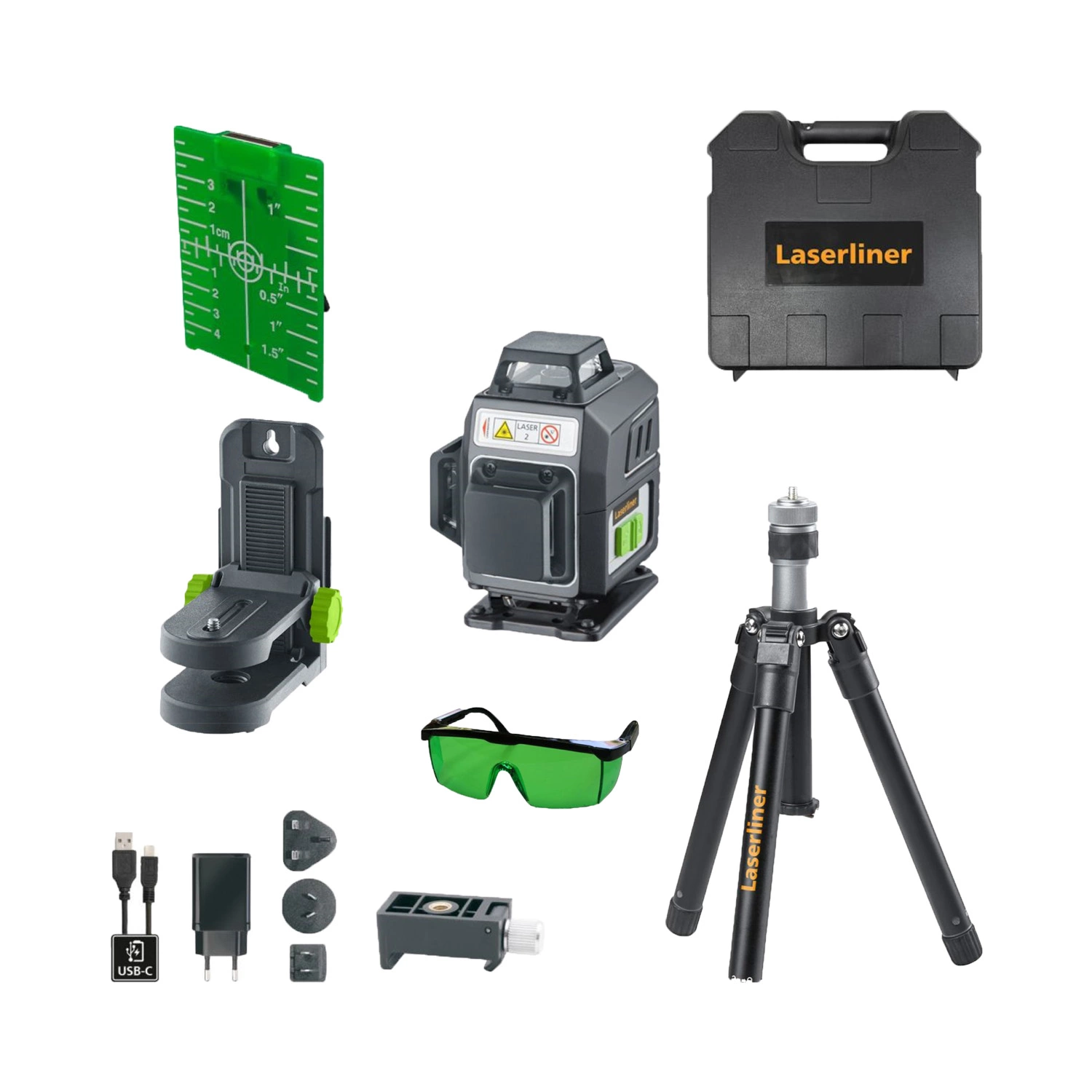 Laserliner PocketPlane-Laser 4G Kruislijnlaser In Koffer - 4 Lijnen - Groen - 30m + SpiderStand Statief