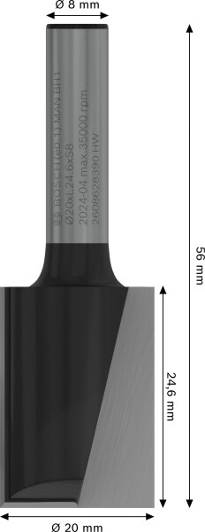 Bosch 2608628390 Vingerfrees - 2 Snijvlakken - Hardmetaal - 20x25mm - Detailed view of the product
