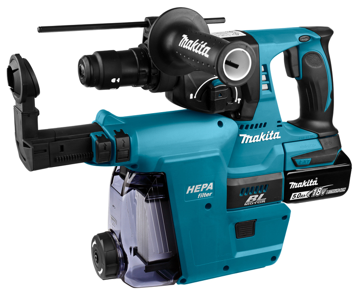 Makita DHR243T3JW 18V Li-Ion Accu SDS-plus Combihamer Incl. Snelspanboorkop En Stofafzuiging Set (3x 5.0Ah Accu) In Mbox - 2J - Koolborstelloos