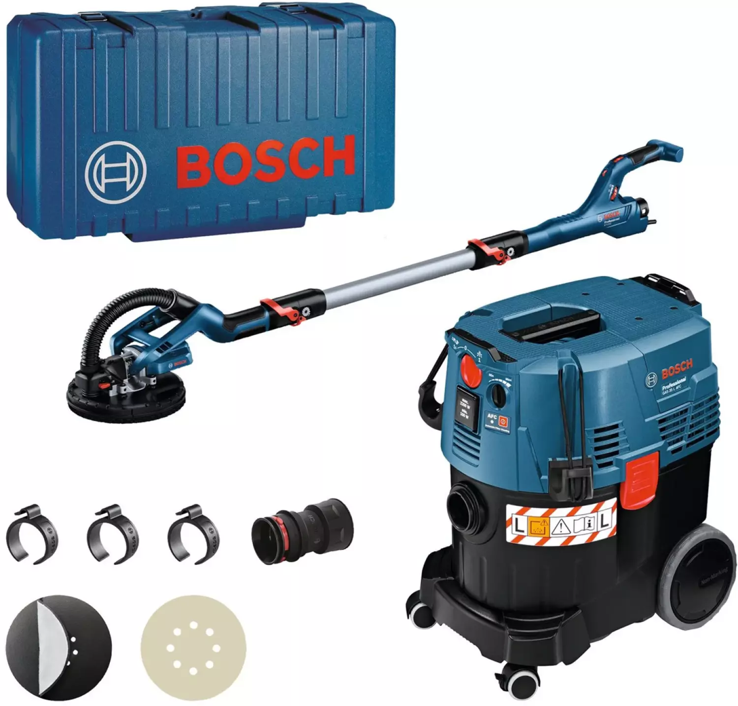 Bosch 0615A5004P Langnek Schuurmachine GTR 55-225 + Bouwstofzuiger GAS 35 L AFC
