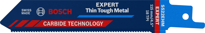 Bosch EXPERT S522EHM Thin Tough Metal Reciprozaagblad - 115mm - Metaal afbeelding
