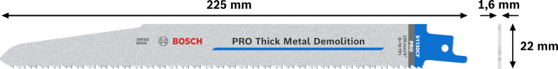 Bosch 2608657528 / S 1130 CF Reciprozaagblad - 225 X 8/10TPI - Metaal (5st) - Detailed view of the product