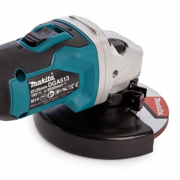 Makita DGA513Z 18V Li-Ion Accu Haakse Slijper Body - 125mm - Koolborstelloos - Detailed view of the product