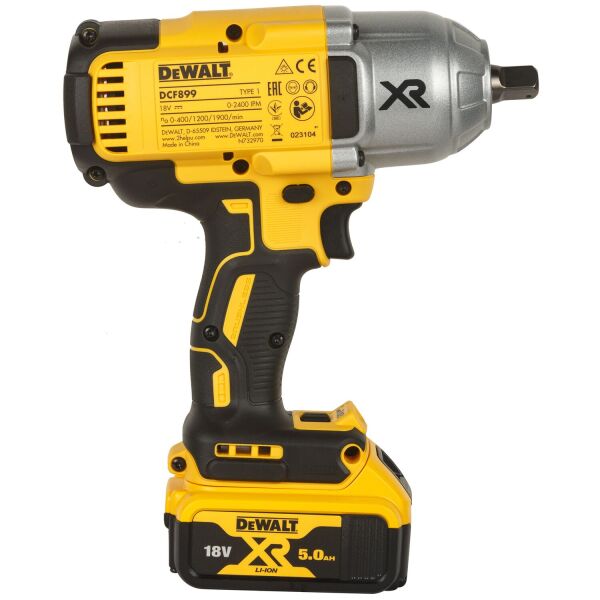 DeWALT DCF899P2-QW 18V Li-ion Accu Slagmoersleutel Set (2x 5.0Ah Accu) In TSTAK - 950Nm - 1/2"- Koolborstelloos - Detailed view of the product