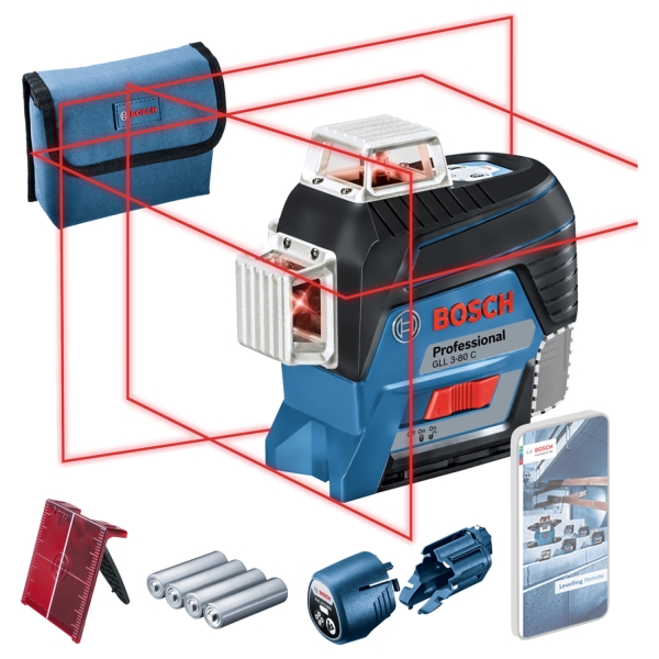 Bosch GLL 3-80 C 12V Li-Ion Accu Lijnlaser (4x 1,5-V-LR6 (AA)) EAN: 3165140888288