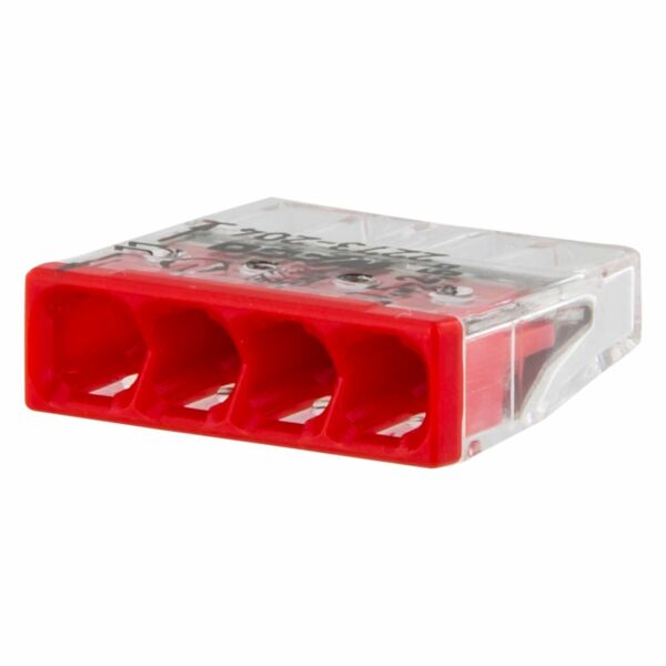 Wago 2273-204 Lasklem 4-polig - 4-gaats - 4 X 0.5 - 2.5 Mm² - Transparant-rood (100st)
