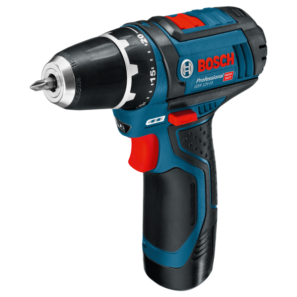 Bosch GSR 12V-15 12V Li-Ion Accu Boor-/schroefmachine Set (1x 4.0Ah + 1x 2.0Ah Accu) In Tas Incl. 39-delige Accessoireset - Detailed view of the product