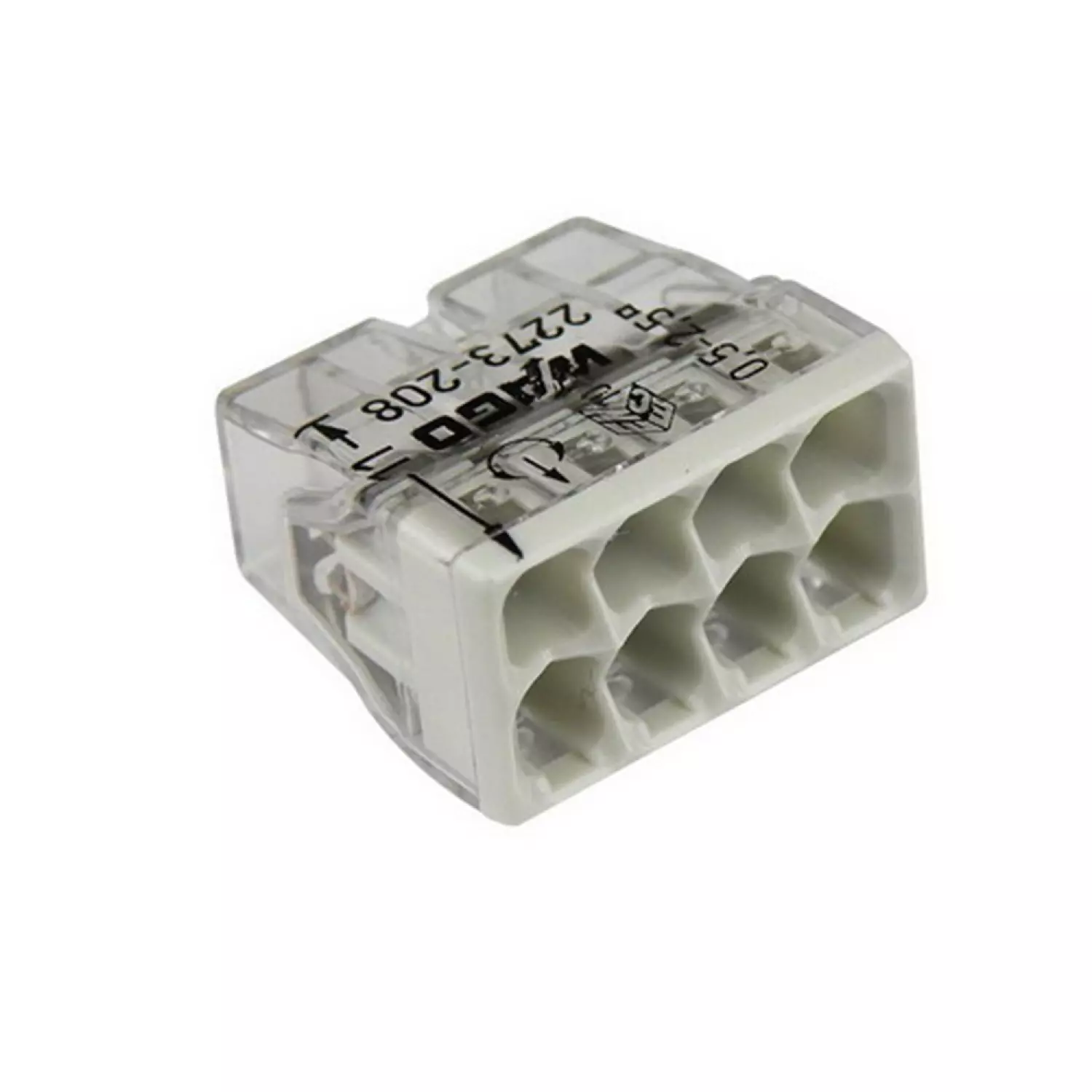 Wago lasklem 8 polig wit transparant 0.5-2.5mm² 50 stuks in doos 2273-208