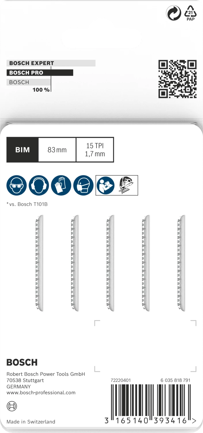 Bosch 2608636431 / T 101 BIF BiM Decoupeerzaagblad Special - Laminaat (5st) thumbnail 3