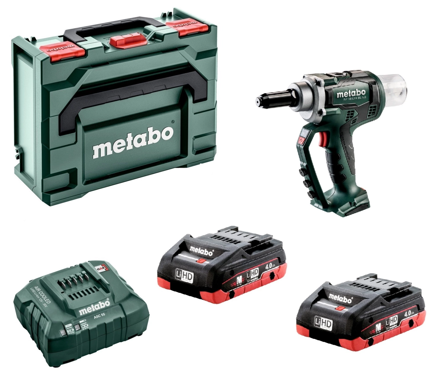 Metabo SET NP 18 LTX BL 5.0 18V Li-Ion Accu Blindnietpistool (2x 4.0Ah LiHD Accu) In MetaBOX - Koolborstelloos - 2.4 - 5mm