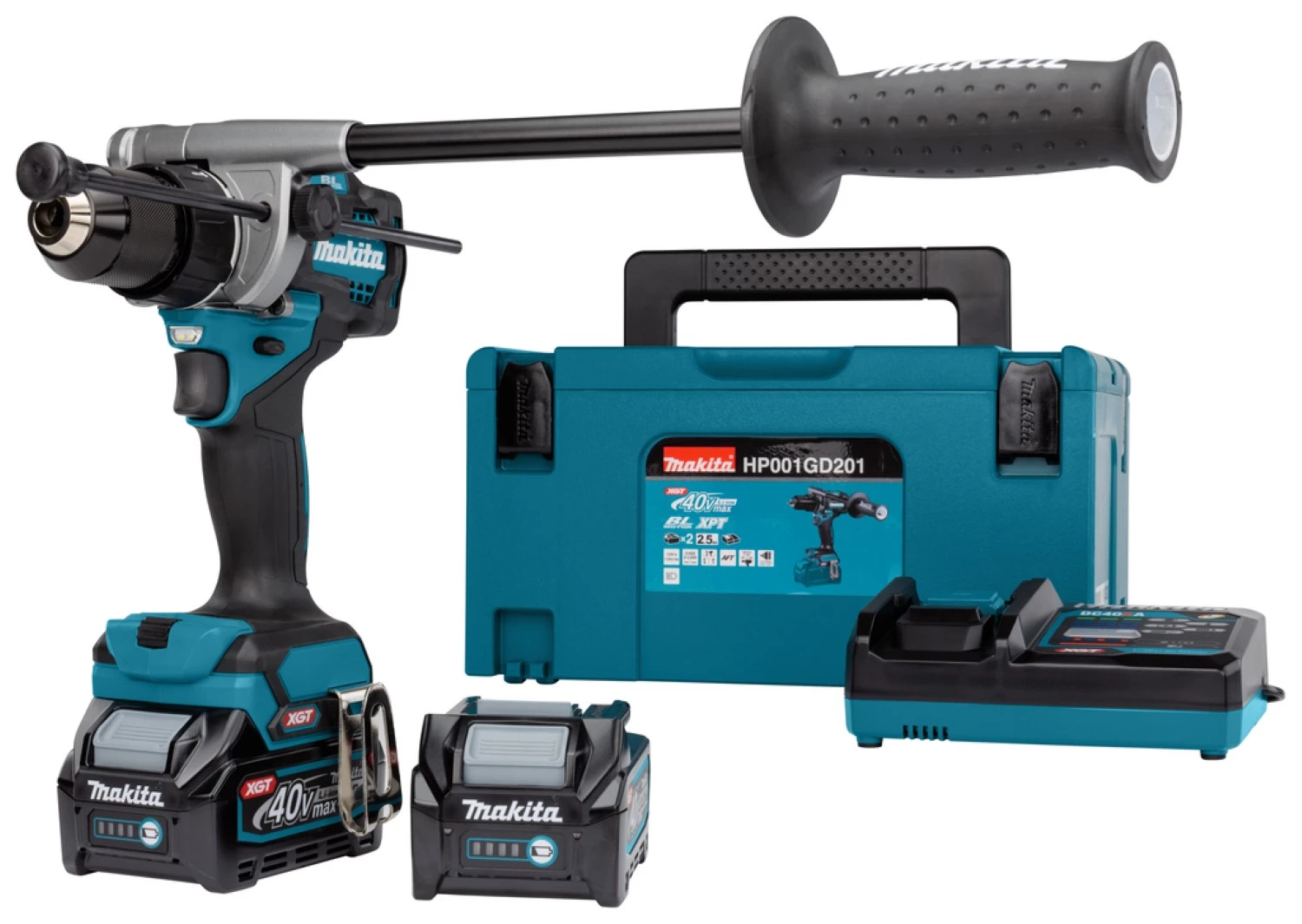 Makita HP001GD201 XGT 40V Max Li-Ion Accu Klopboor- /schroefmachine Set (2x 2,5Ah) In Mbox - 13mm - Koolborstelloos