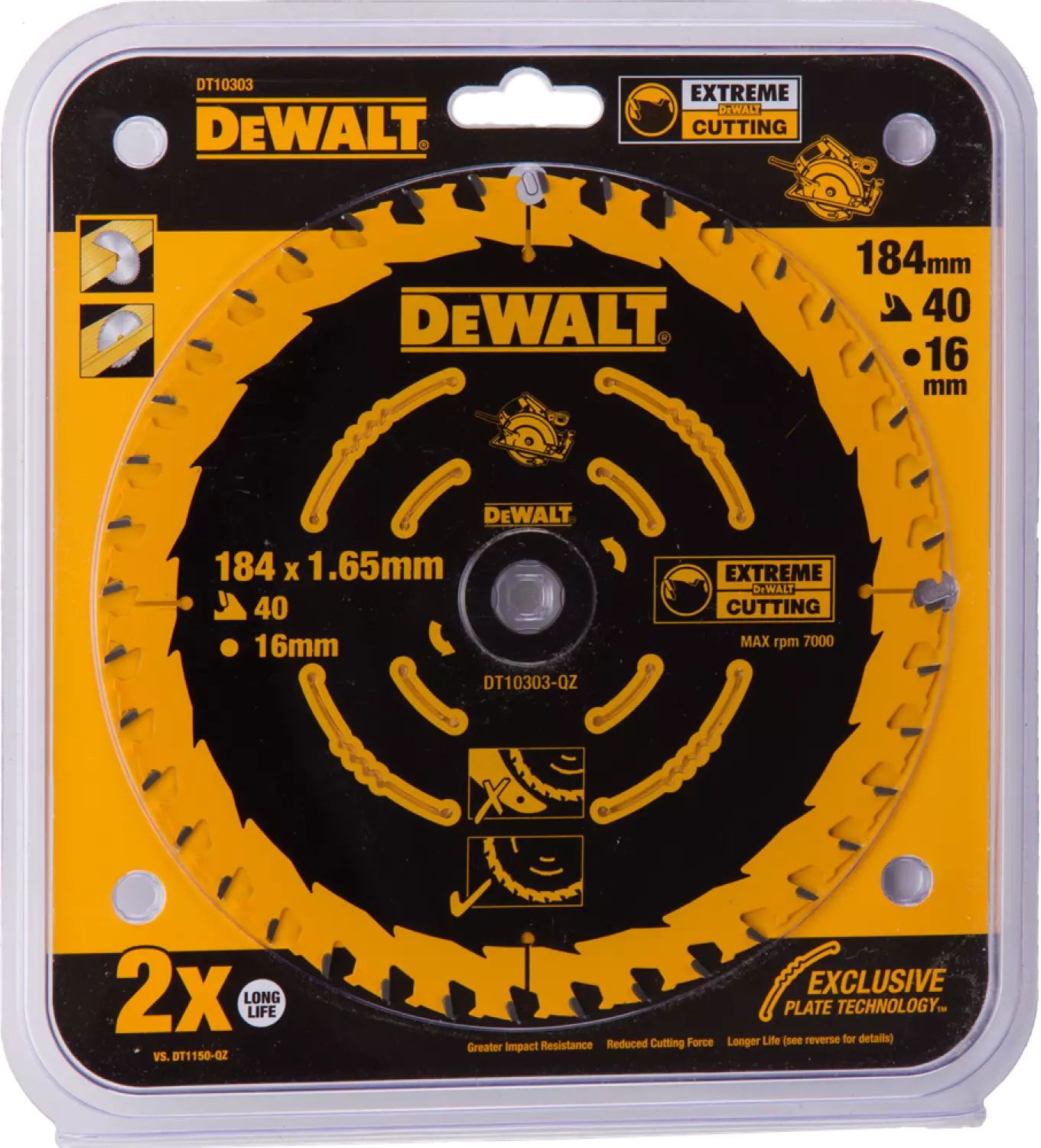 DeWALT DT10303 Extreme Cirkelzaagblad - 184 X 16 X 40T - Hout thumbnail 2