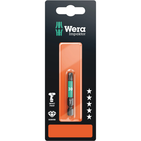 Wera 5073966001 1/4"Torx Impaktor Bit - T30 X 50mm