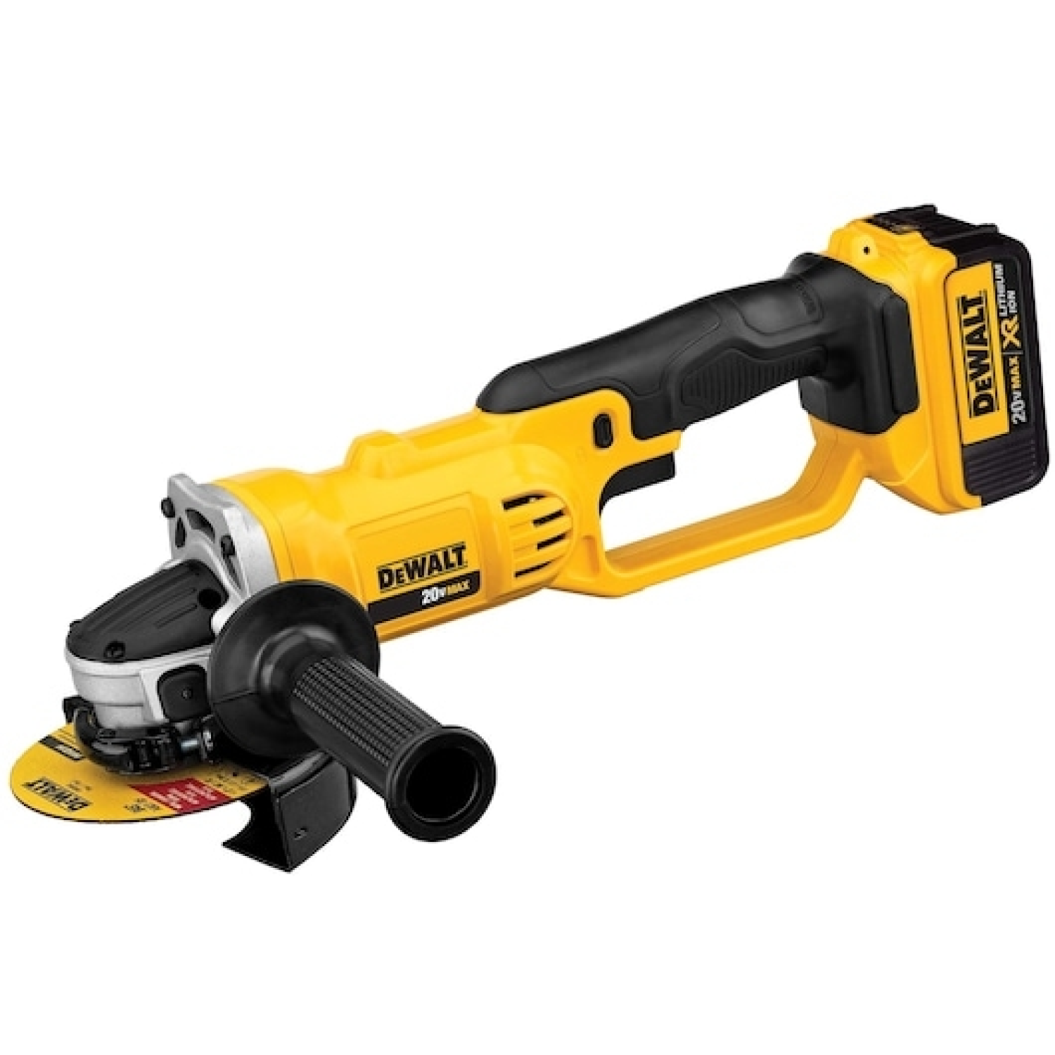 DeWalt accu-haakse slijper set DCG412M2 compleet met 2 accu's 4Ah en lader in stevige koffer