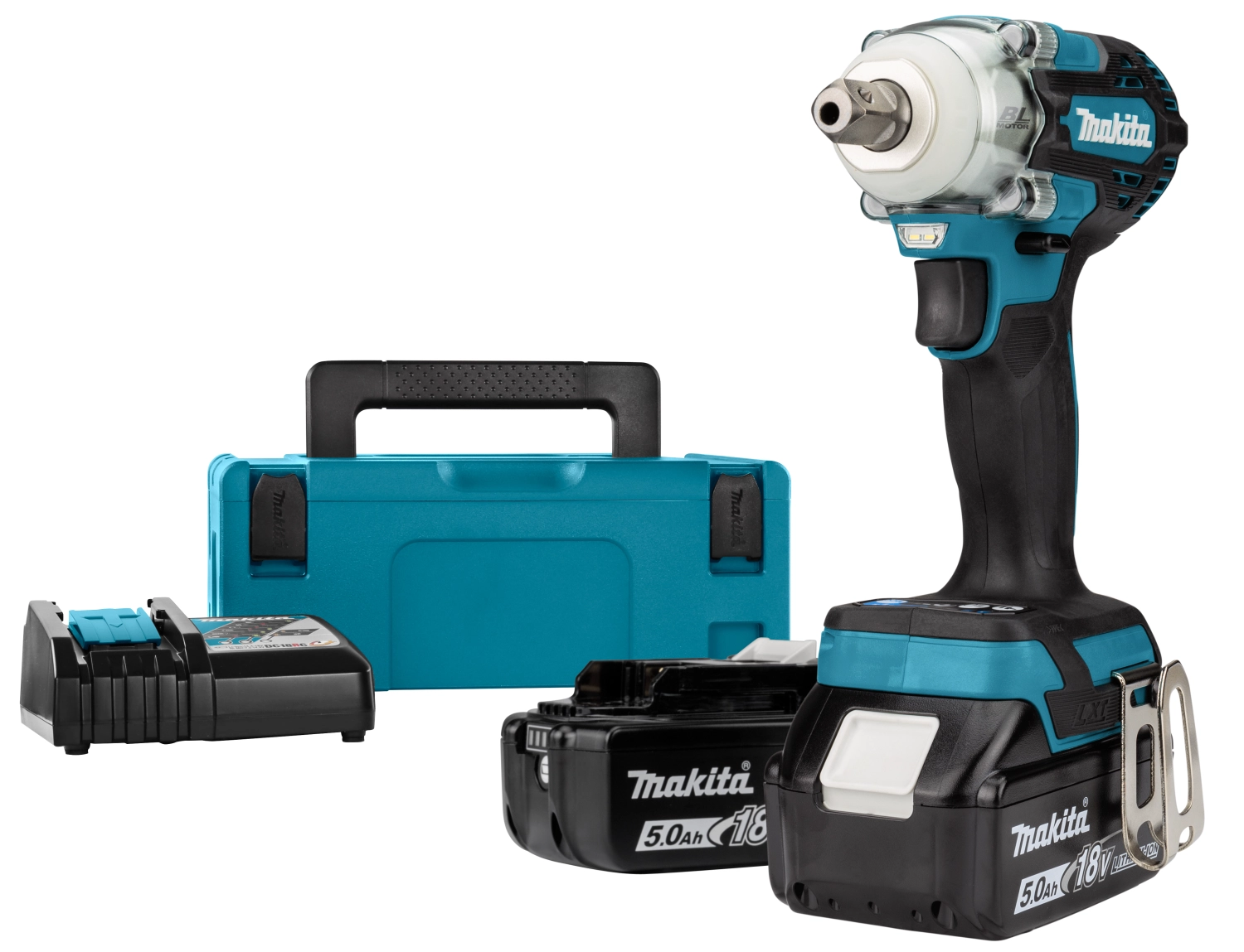 Makita DTW301RTJ 18V Li-ion Accu Slagmoersleutel Set (2x 5.0Ah Accu) In Mbox - Borgpen - 330Nm - 1/2"