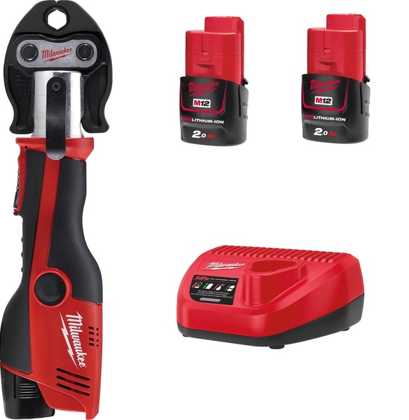 Milwaukee M12 HPT-202C Kit 12V Li-Ion Accu Hydraulische Perstang Set (2x 2.0Ah Accu) In Koffer