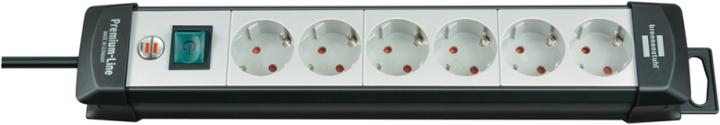 Brennenstuhl 1951560100 6 Voudige Stekkerdoos Met Schakelaar - Zwart / Lichtgrijs - 3m