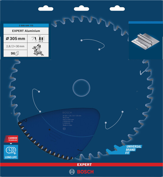 Bosch 2608644115 Expert Cirkelzaagblad - 305 X 30 X 96T - Aluminium - Carbide - Detailed view of the product