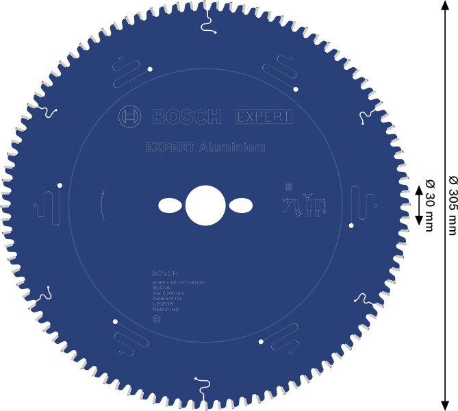 Bosch 2608644115 Expert Cirkelzaagblad - 305 X 30 X 96T - Aluminium - Carbide - Detailed view of the product