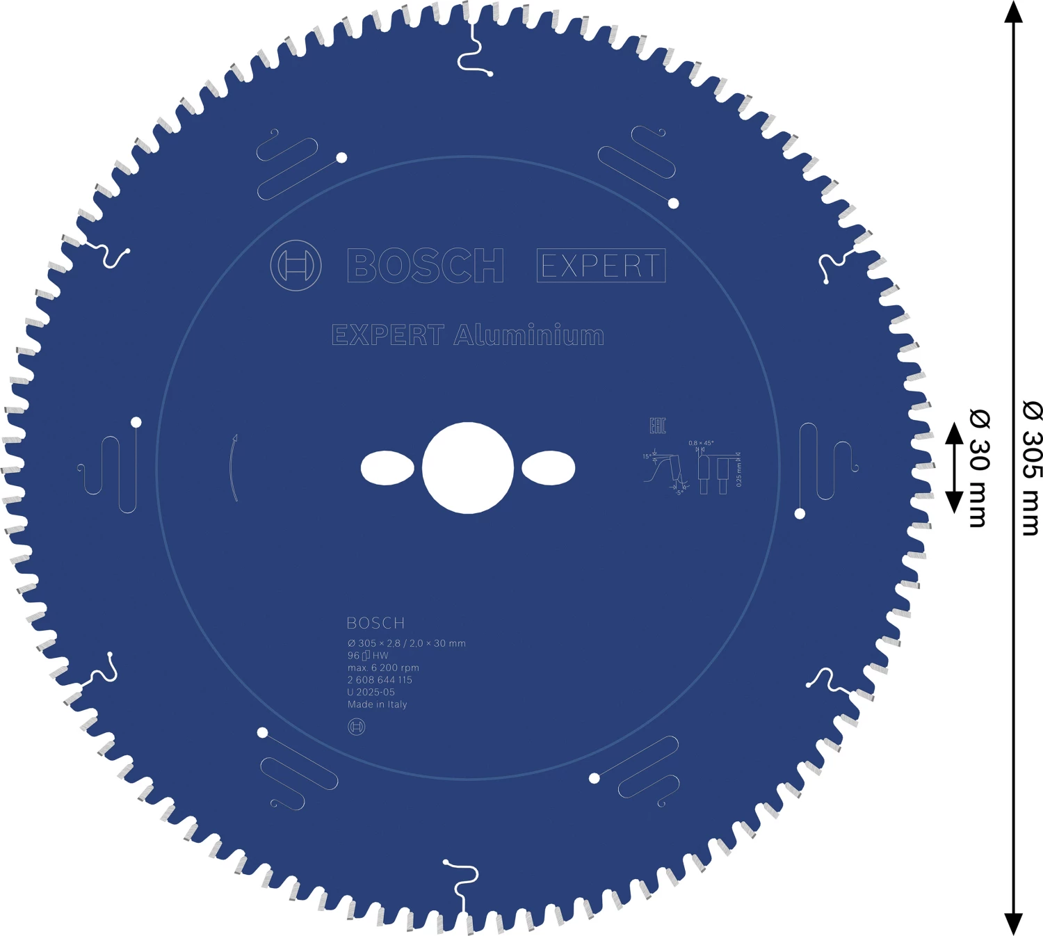 Bosch 2608644115 EXPERT Cirkelzaagblad - 305 X 30 X 96T - Aluminium thumbnail 4