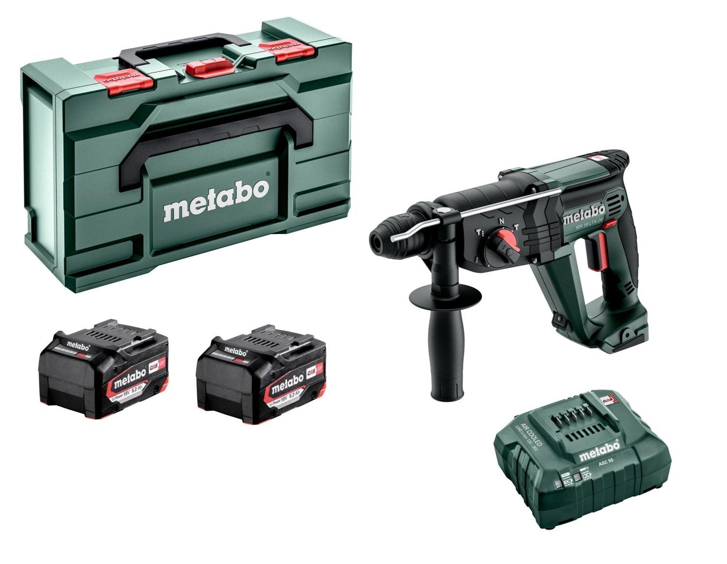 Metabo KH 18 LTX 24 18V Li-ion Accu Combihamer Set (2x 5.2Ah Li-Power Accu) In MetaBOX