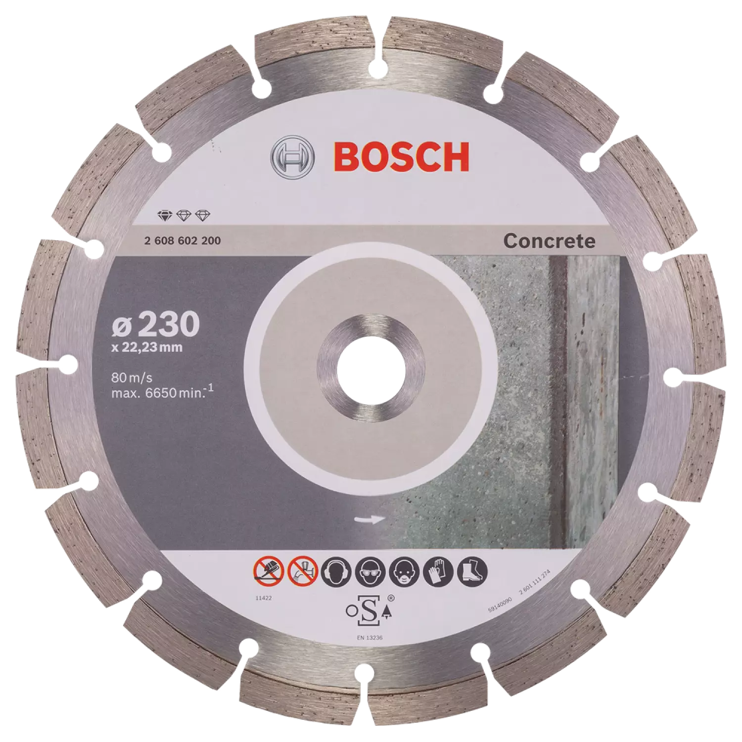 Bosch 2608602200 Standard Diamantdoorslijpschijf - 230 X 22,23mm - Beton