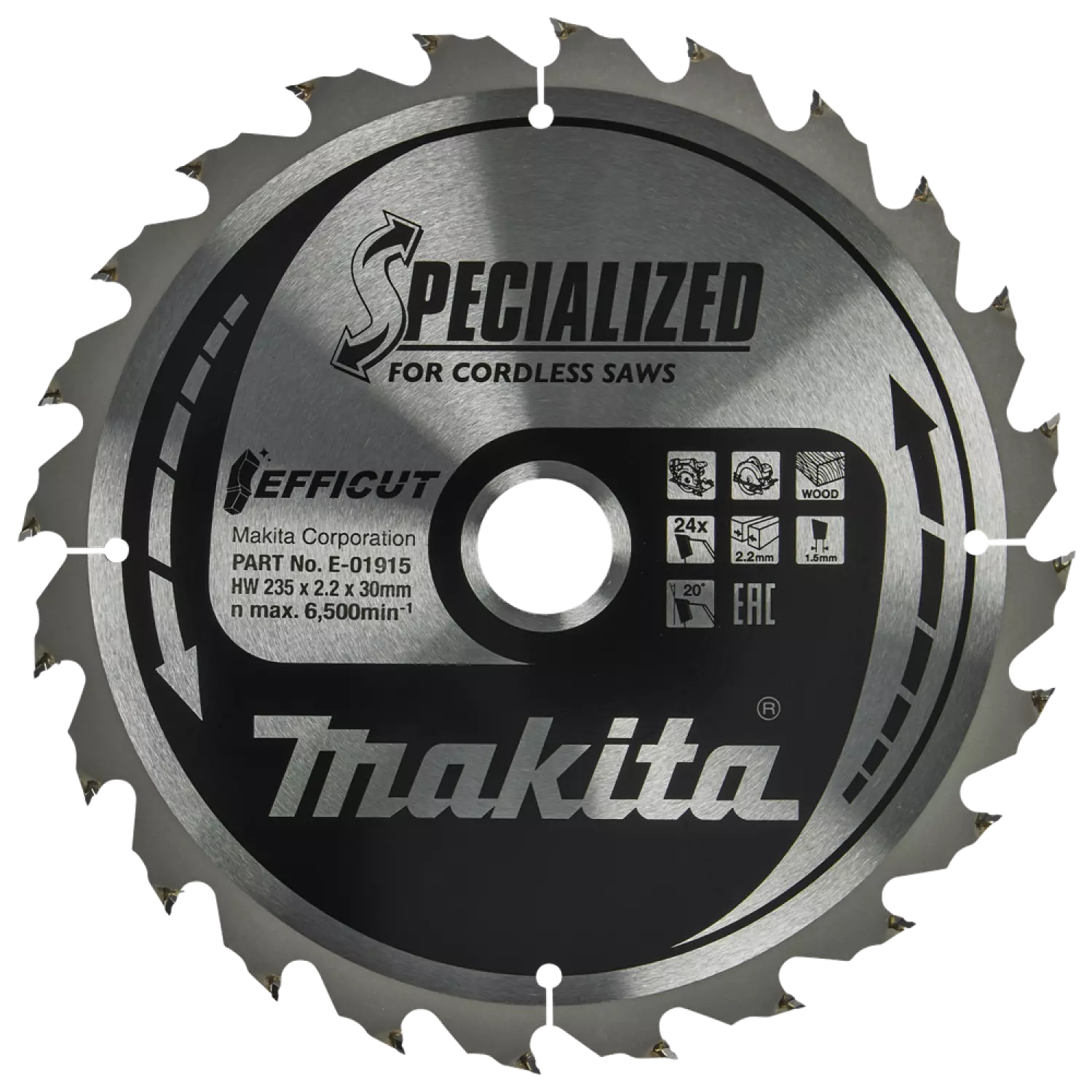 Makita E-01915 Efficut Cirkelzaagblad Hout - 235x30x2,2mm 24T thumbnail 4