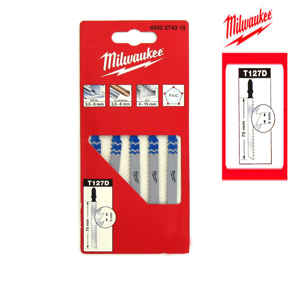 Milwaukee 4932274315 / T 127 D HSS Decoupeerzaagblad - Aluminium (5st) - T 127 D EAN: 4002395301560