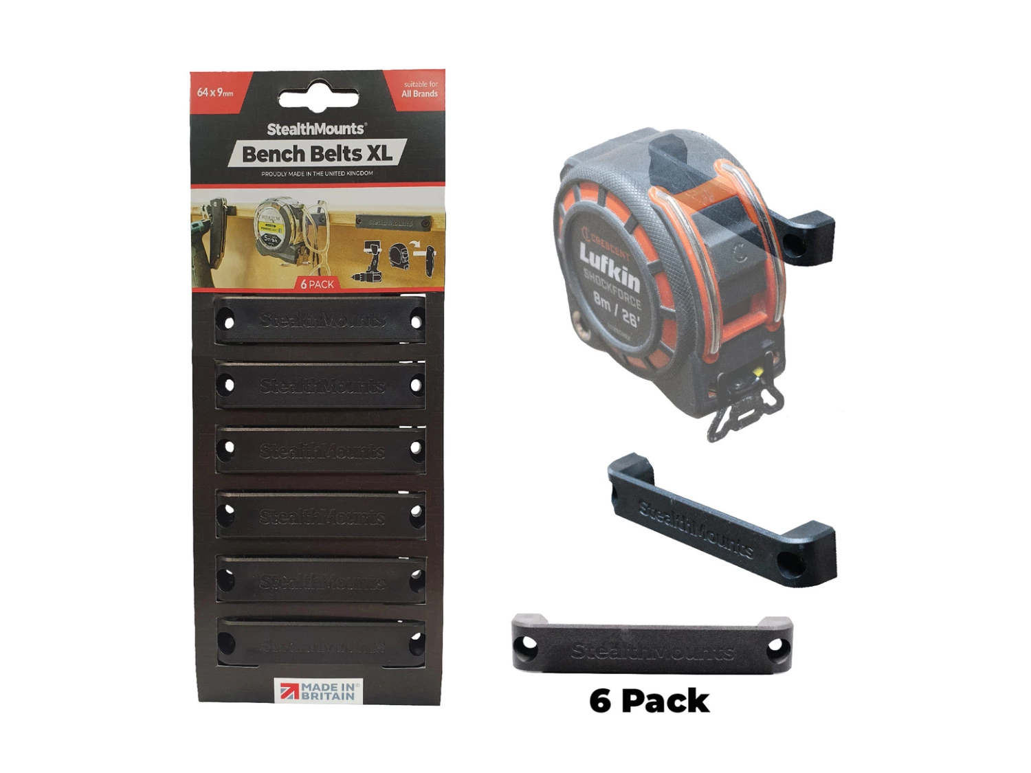 StealthMounts BB-XL-BLK-6 Bankriemen XL - Zwart - 6 Stuks