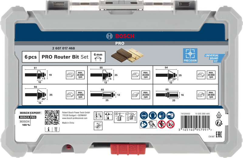 Bosch 2607017468 6-delige Frezenset In Cassette - Afronden En Profileren - 6mm - Detailed view of the product
