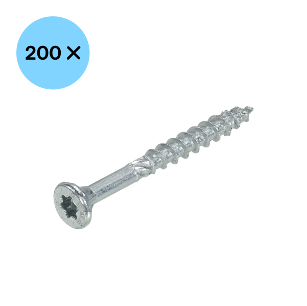 DynaPlus 0281.01.25202 Unischroef - TX20 - 4.0 X 30/18mm - Platkop - Deeldraad - Verzinkt (200st) - Detailed view of the product