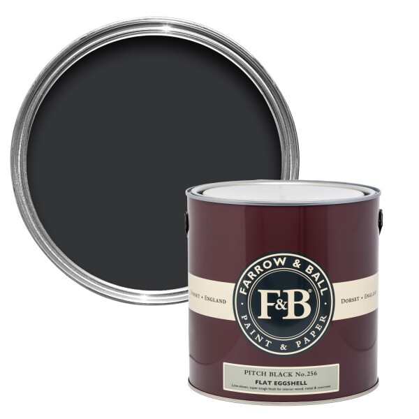 Farrow&Ball Flat Eggshell Pitch Black No.256 - 2,5L afbeelding