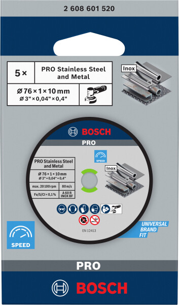 Bosch 2608601520 Expert Doorslijpschijf - 76 X 10 X 1mm - Inox 5 Stuks - Detailed view of the product