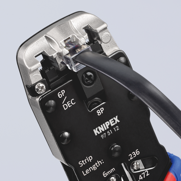 Knipex 975112 Krimptang Voor Westernstekkers - 200mm - Detailed view of the product