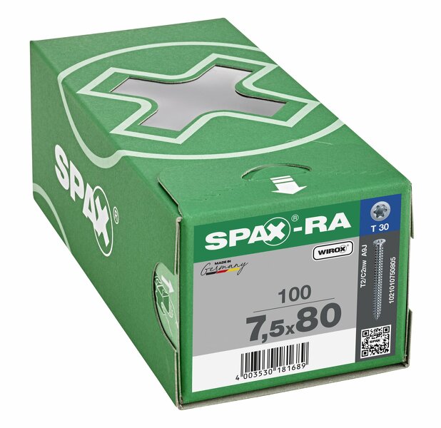SPAX Kozijnschroeven Platkop - Voldraad - T30 - 7.5x80 Mm (100st) - Detailed view of the product